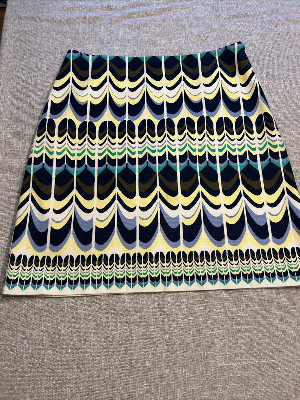 Talbots Retro Geometric Mini Skirt in Navy, Yellow & Green